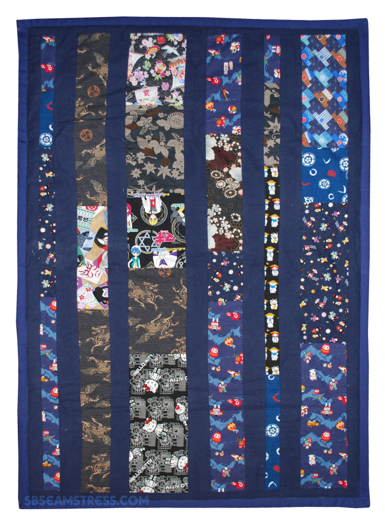 Baby blanket constructed out of Japanese fabrics.