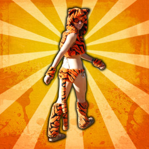 Tiger Furkini modeled by Veronica Moffitt
