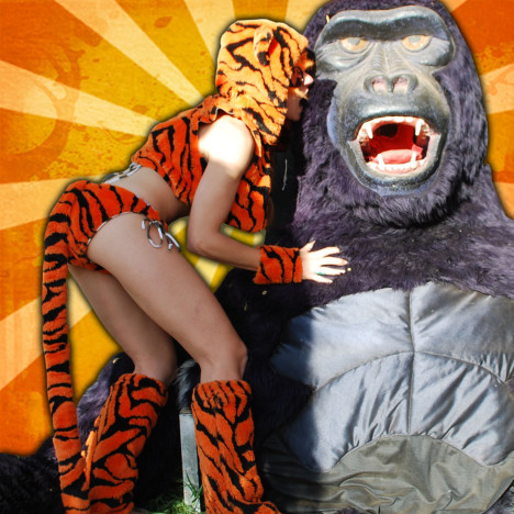 Tiger Furkini modeled by Veronica Moffitt